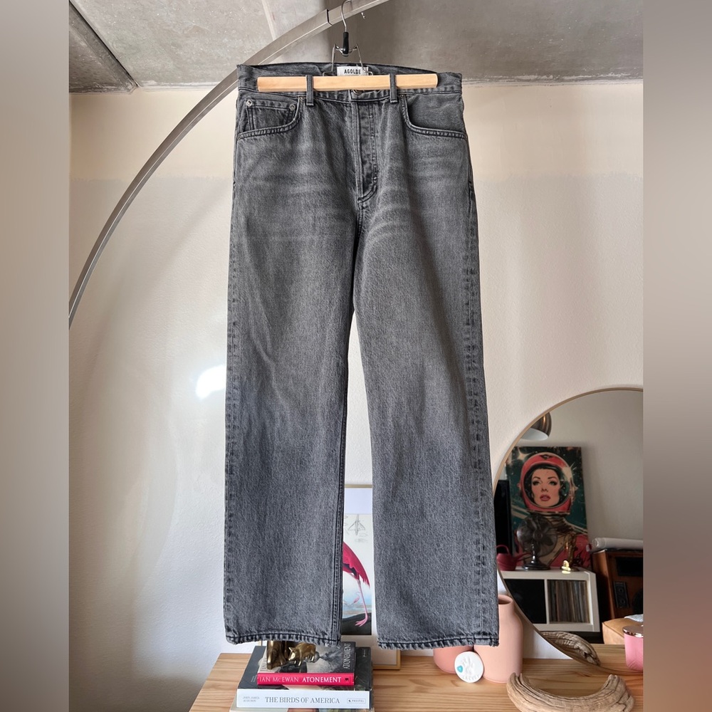Agolde "Ripley" Cropped Charcoal Wide Leg Jeans - Sz 27 x 26" Inseam